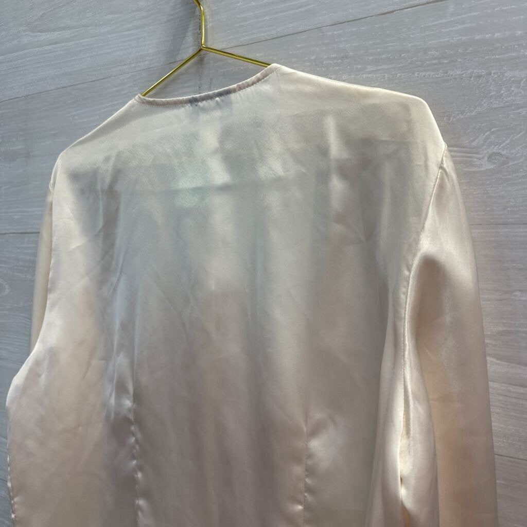 Vintage Impressions Cream Silky Long Sleeve Button Front Top 18