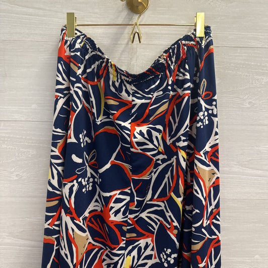 N Touch Blue/ Multi Print Midi Skirt Medium