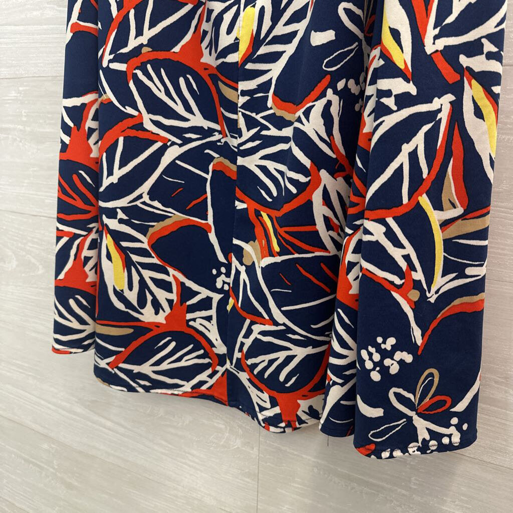 N Touch Blue/ Multi Print Midi Skirt Medium