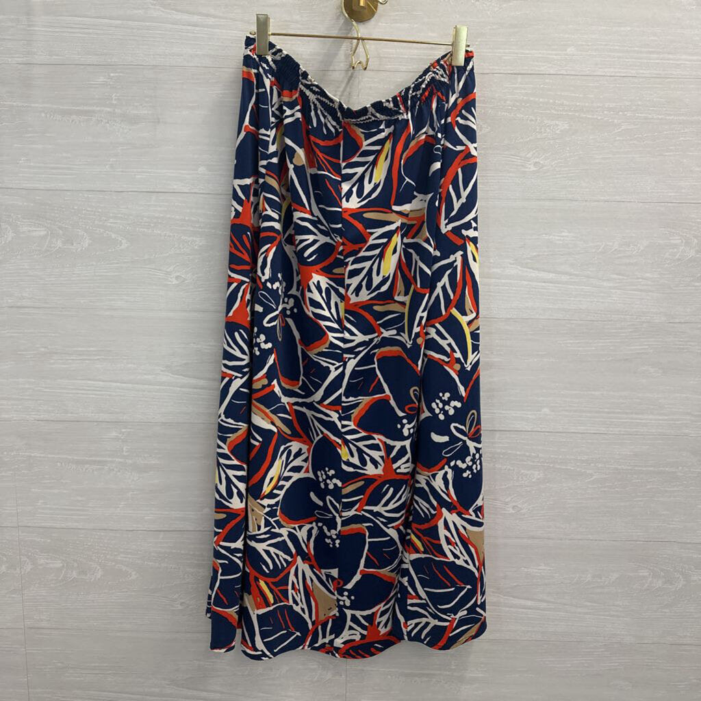 N Touch Blue/ Multi Print Midi Skirt Medium
