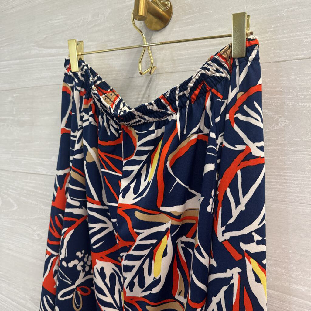 N Touch Blue/ Multi Print Midi Skirt Medium