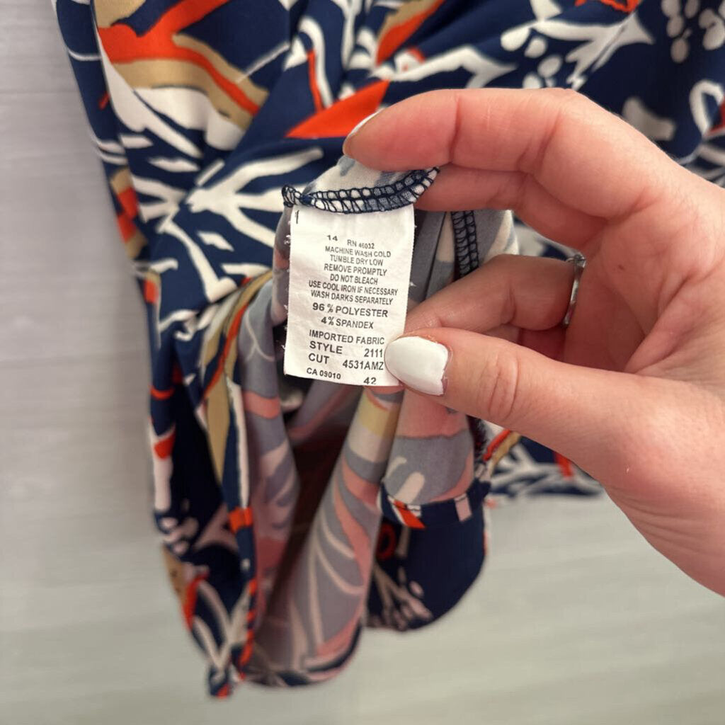 N Touch Blue/ Multi Print Midi Skirt Medium
