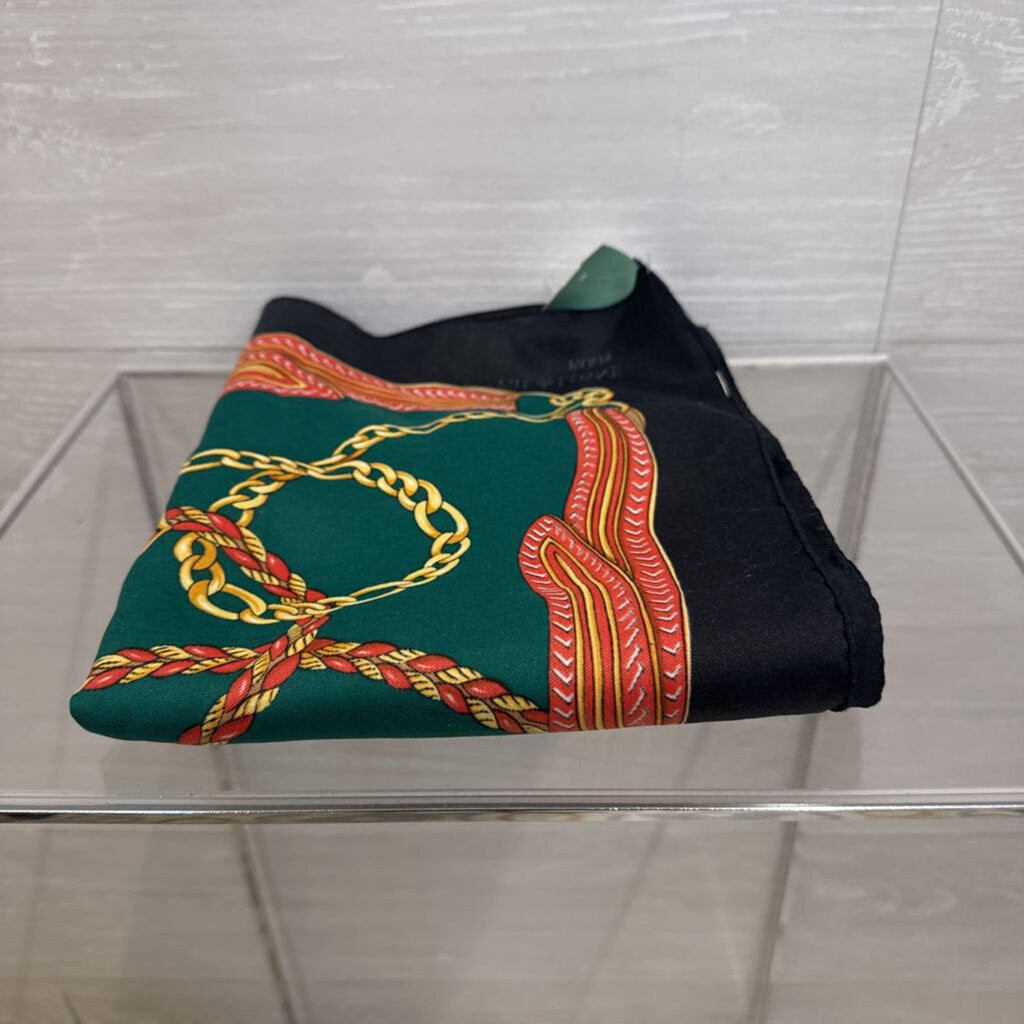 Vintage Green/ Multi Print Silky Scarf