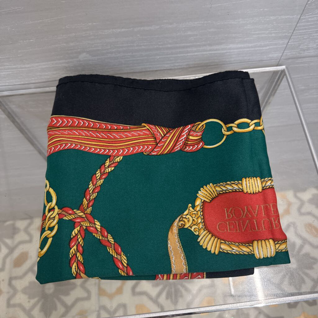 Vintage Green/ Multi Print Silky Scarf