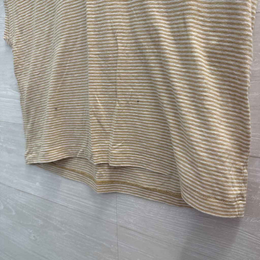 Madewell Brown/ White Striped Short Sleeve Top Medium