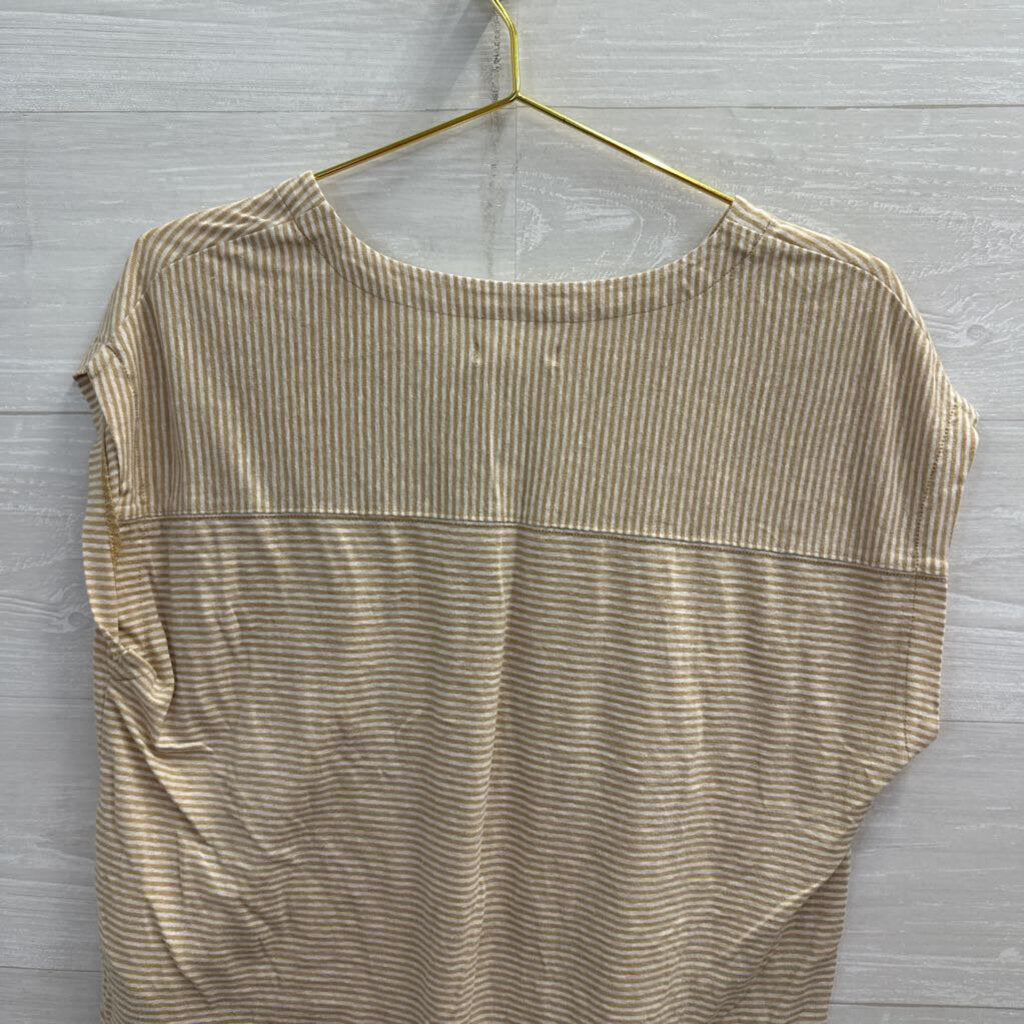 Madewell Brown/ White Striped Short Sleeve Top Medium