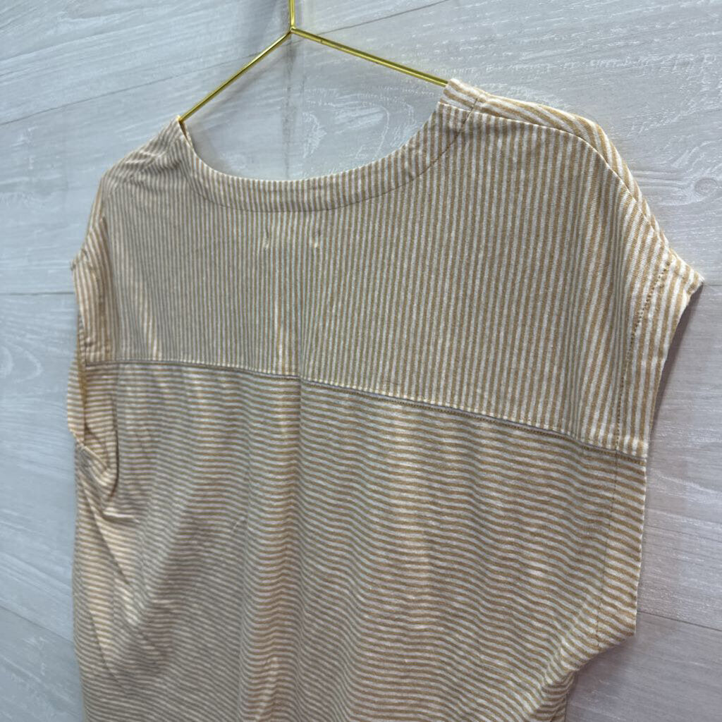 Madewell Brown/ White Striped Short Sleeve Top Medium