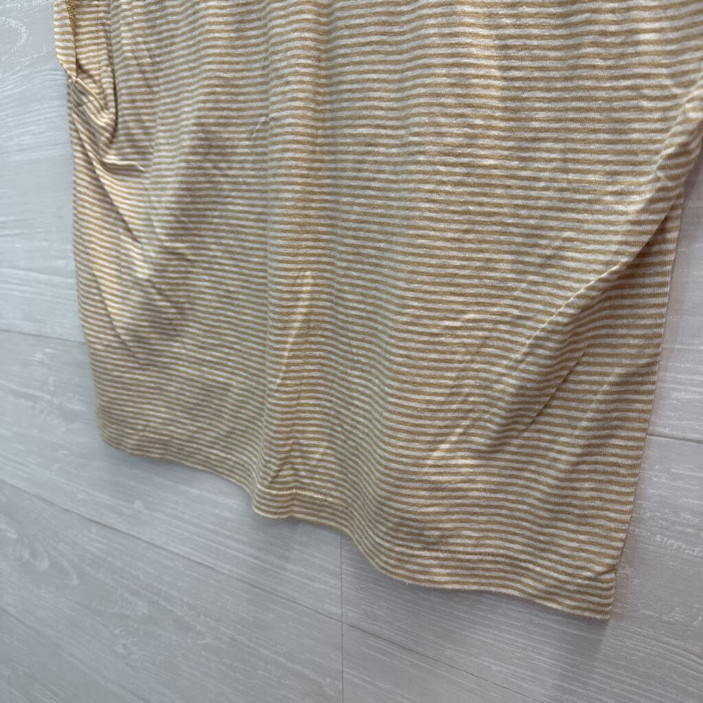 Madewell Brown/ White Striped Short Sleeve Top Medium