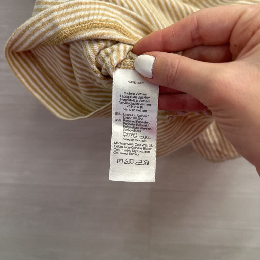 Madewell Brown/ White Striped Short Sleeve Top Medium