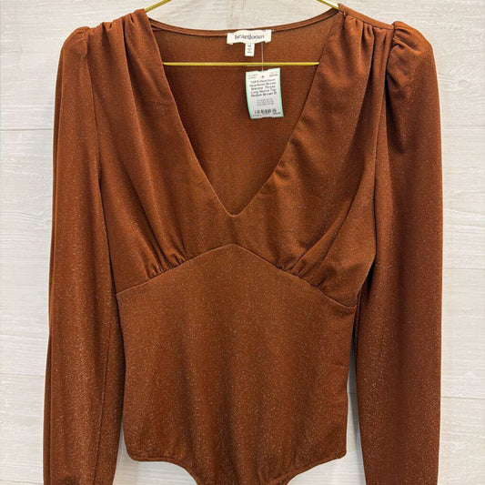 Heartloom Brown Shimmer Thread Long Sleeve Top Medium