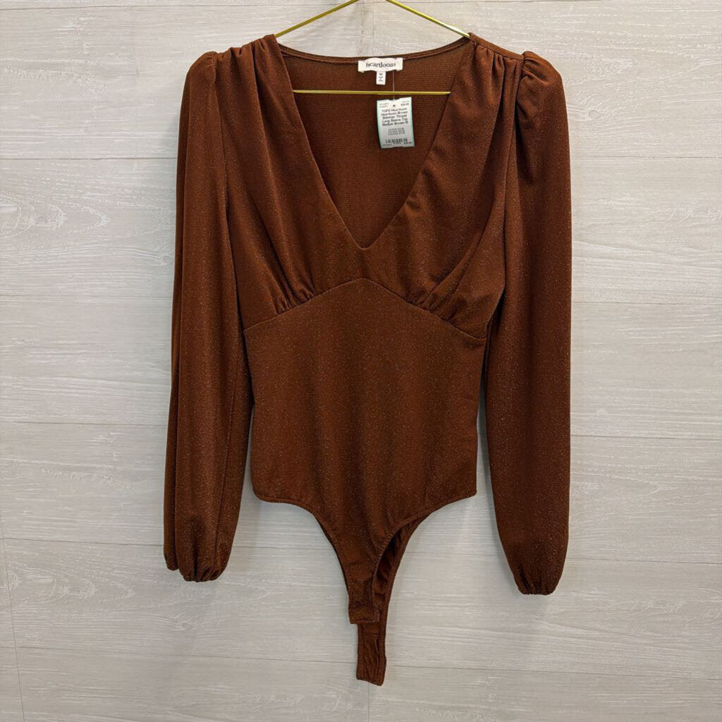 Heartloom Brown Shimmer Thread Long Sleeve Top Medium