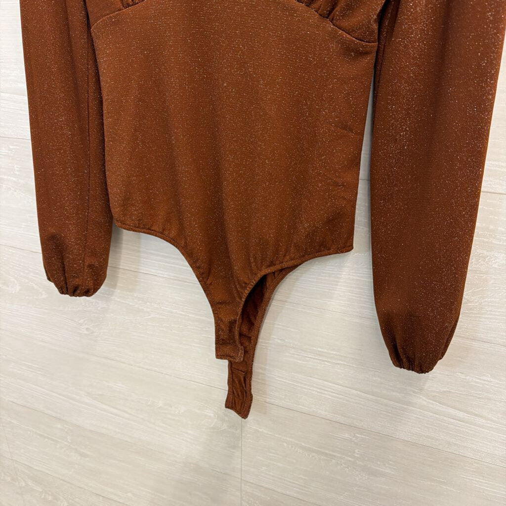 Heartloom Brown Shimmer Thread Long Sleeve Top Medium