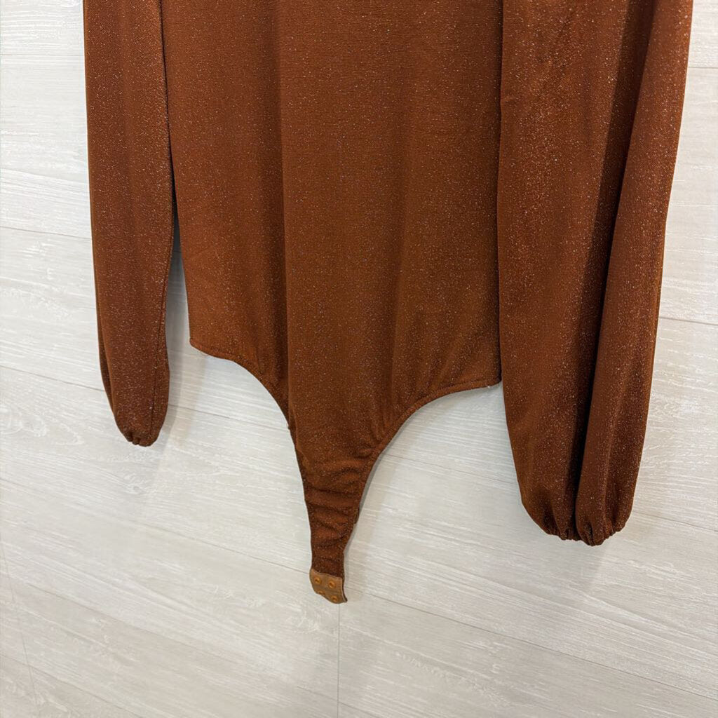 Heartloom Brown Shimmer Thread Long Sleeve Top Medium