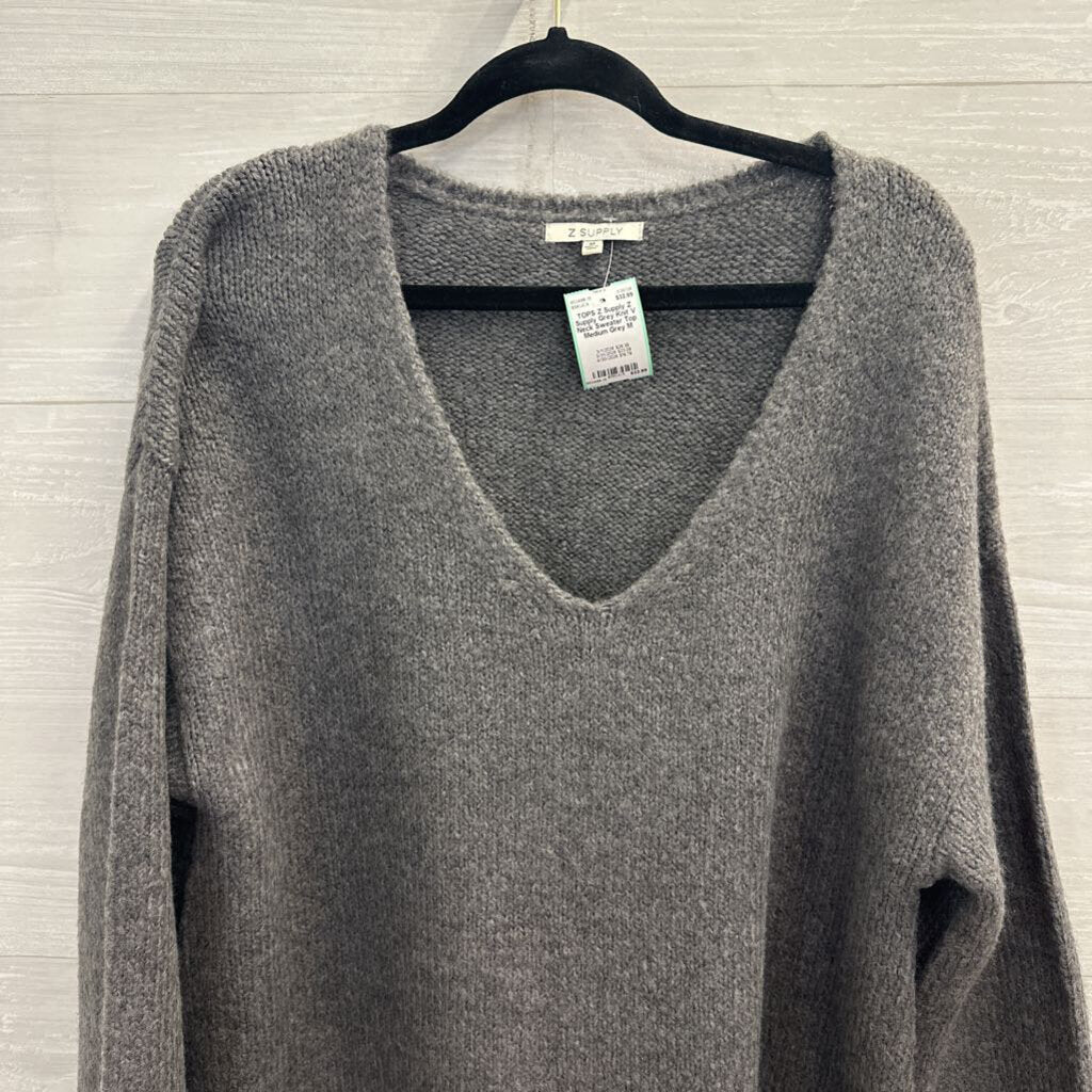 Z Supply Grey Knit V Neck Sweater Top Medium