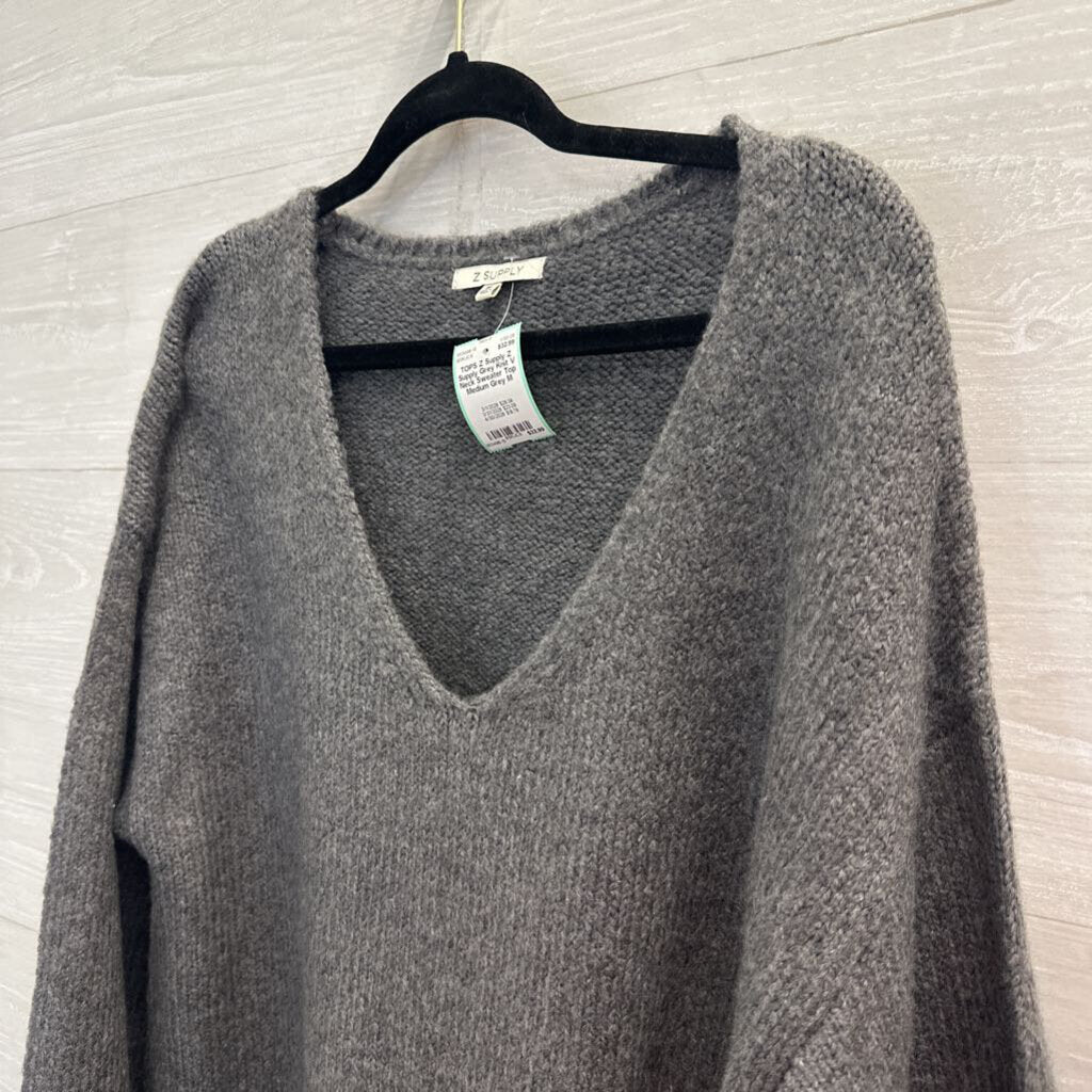 Z Supply Grey Knit V Neck Sweater Top Medium