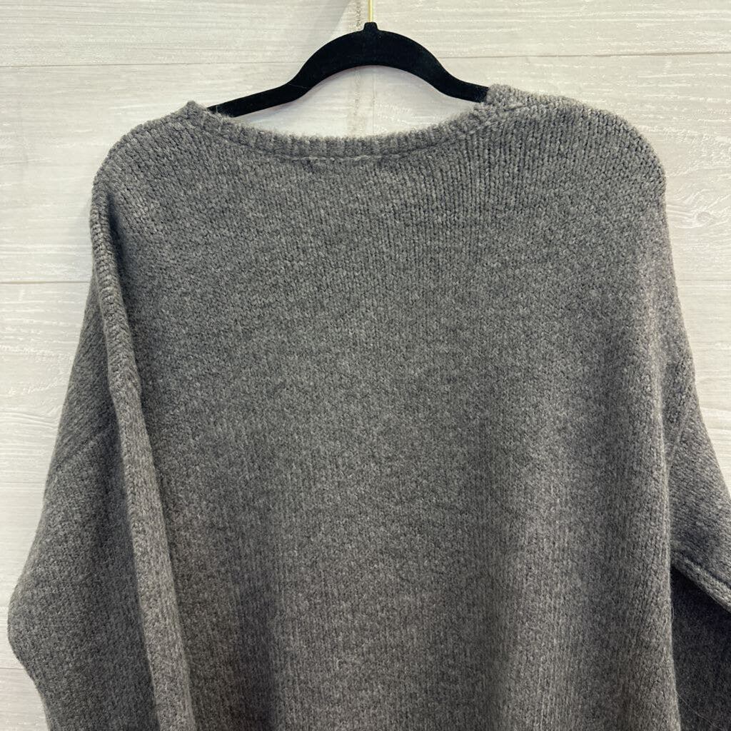 Z Supply Grey Knit V Neck Sweater Top Medium