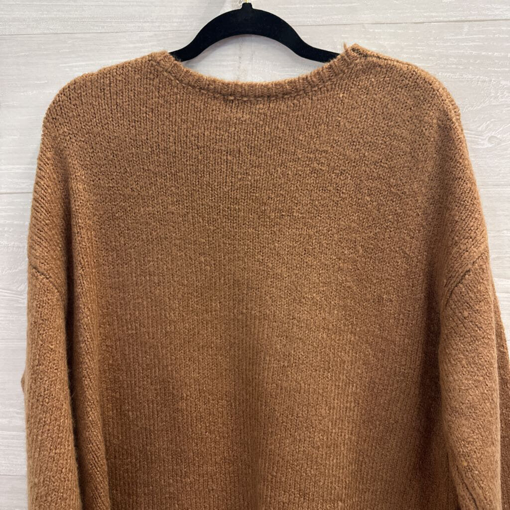 Z Supply Brown Knit V Neck Sweater Top Medium
