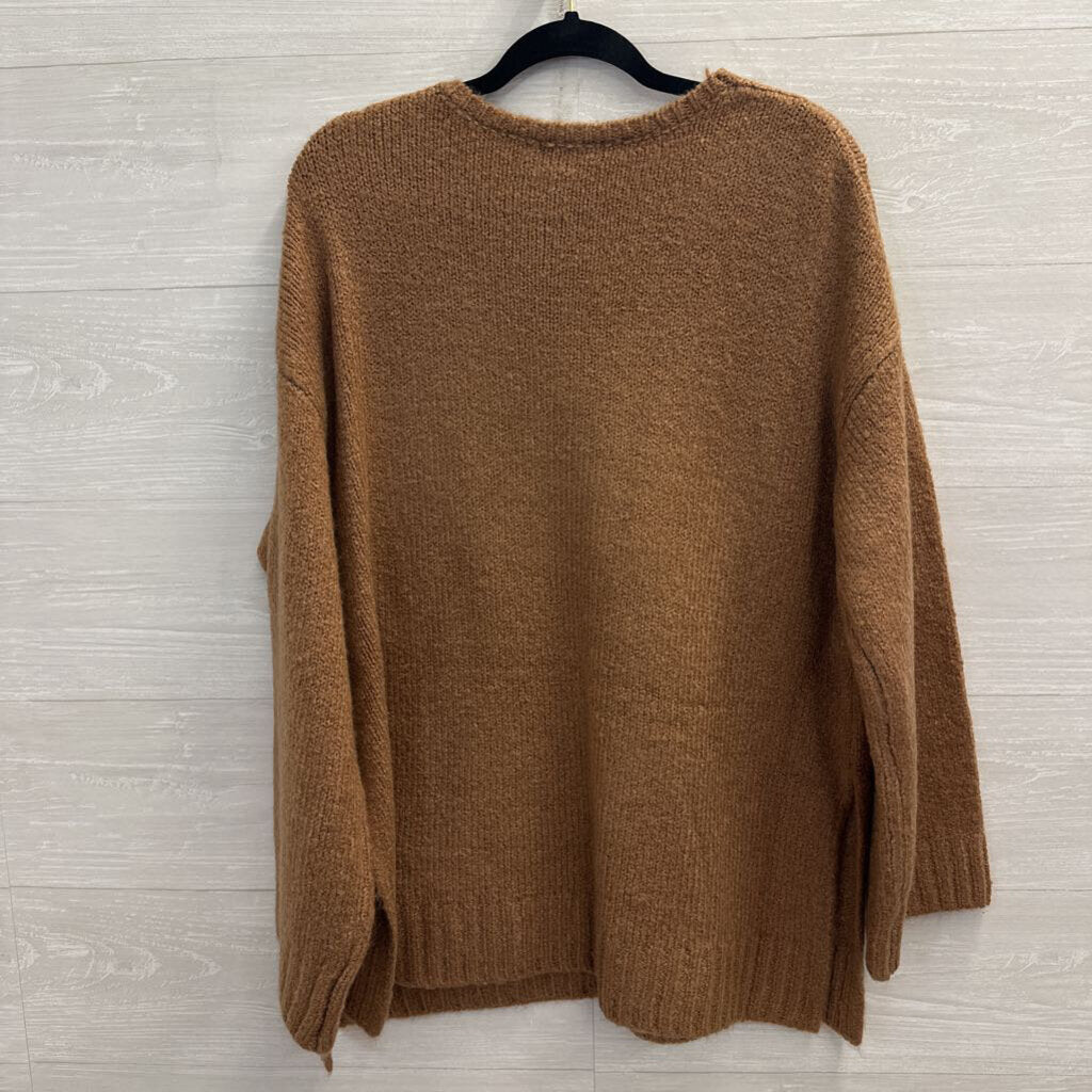 Z Supply Brown Knit V Neck Sweater Top Medium