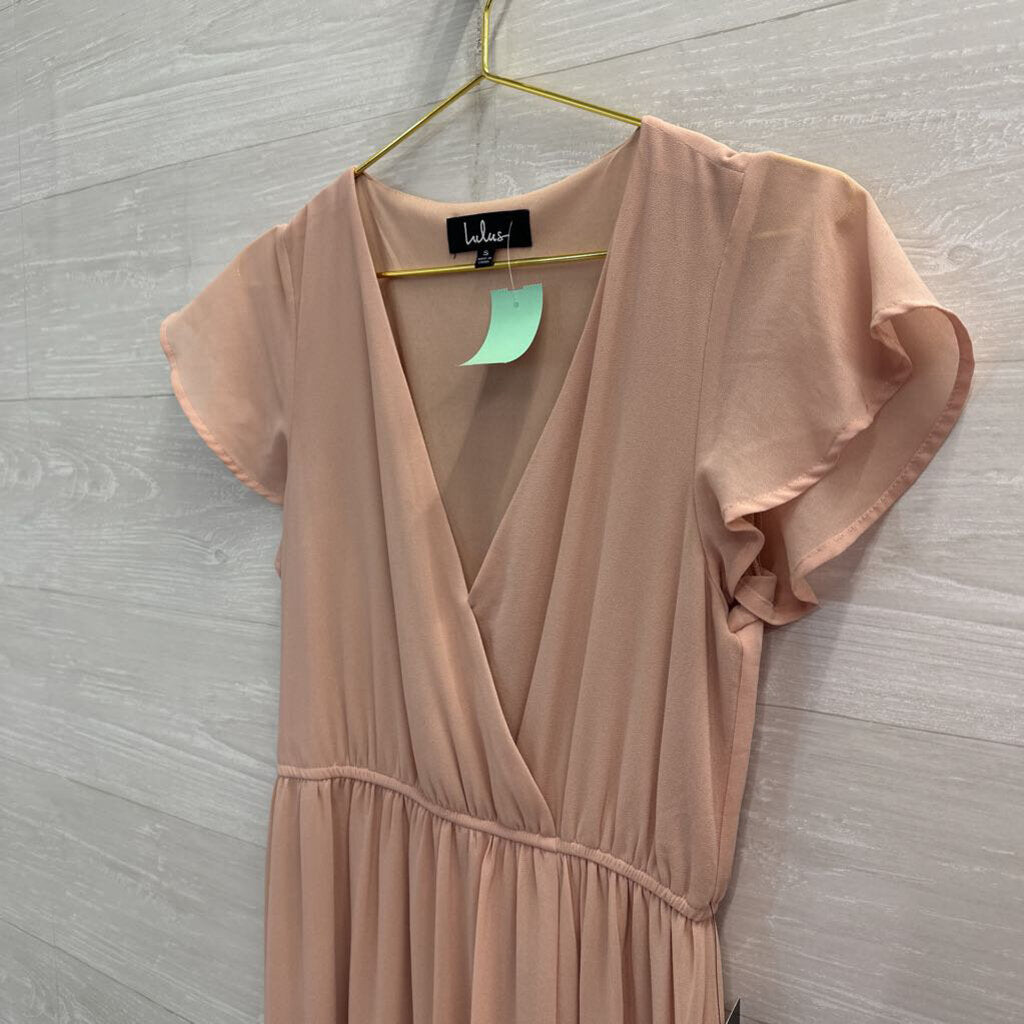 Lulus Blush Pink Short Flutter Sleeve Maxi Dress Small