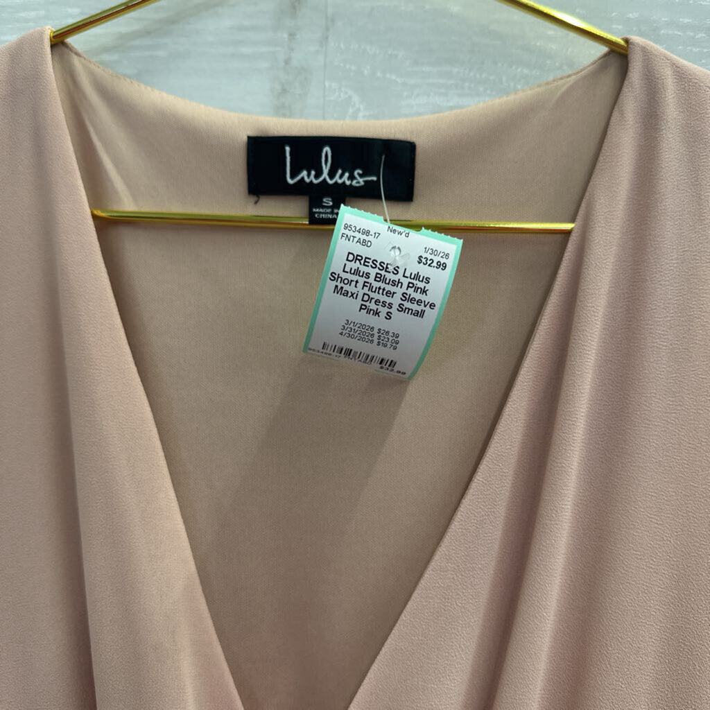 Lulus Blush Pink Short Flutter Sleeve Maxi Dress Small