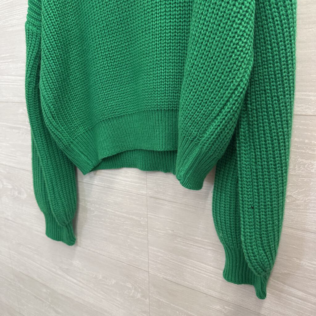 Vestique Green Knit Collared Long Sleeve Sweater Medium