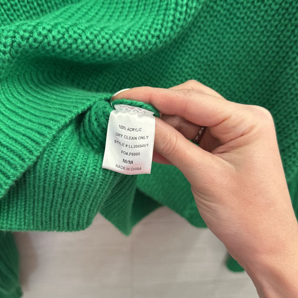 Vestique Green Knit Collared Long Sleeve Sweater Medium
