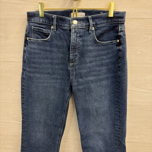 Loft Dark Wash High Waist Flare Crop Jeans 27