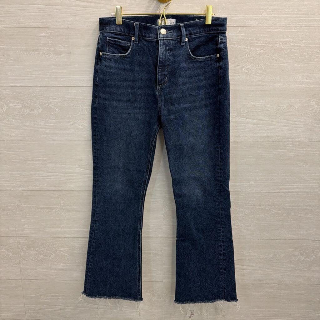 Loft Dark Wash High Waist Flare Crop Jeans 27