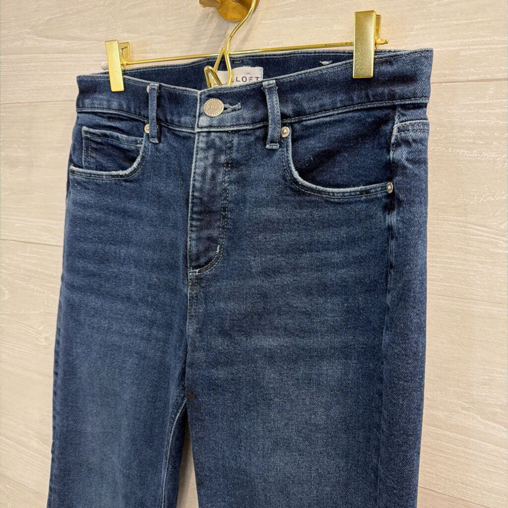 Loft Dark Wash High Waist Flare Crop Jeans 27