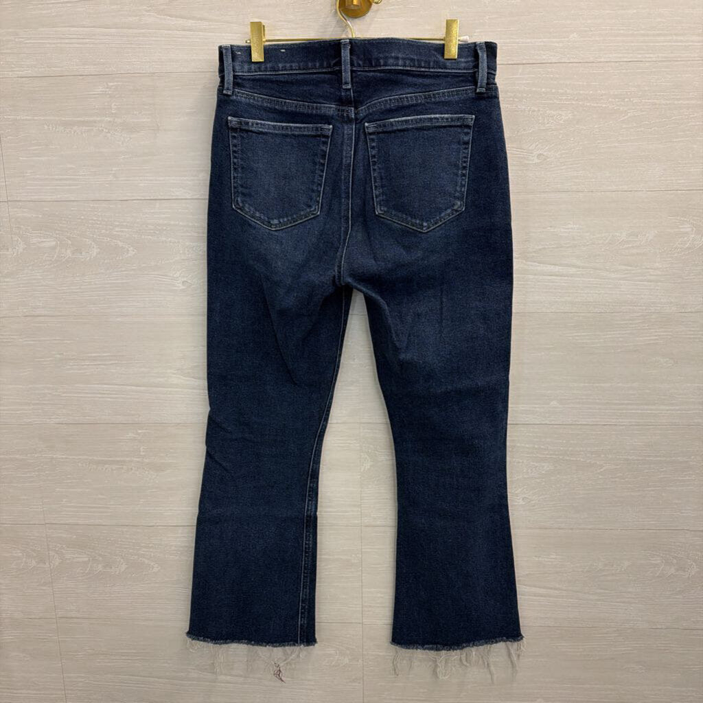 Loft Dark Wash High Waist Flare Crop Jeans 27