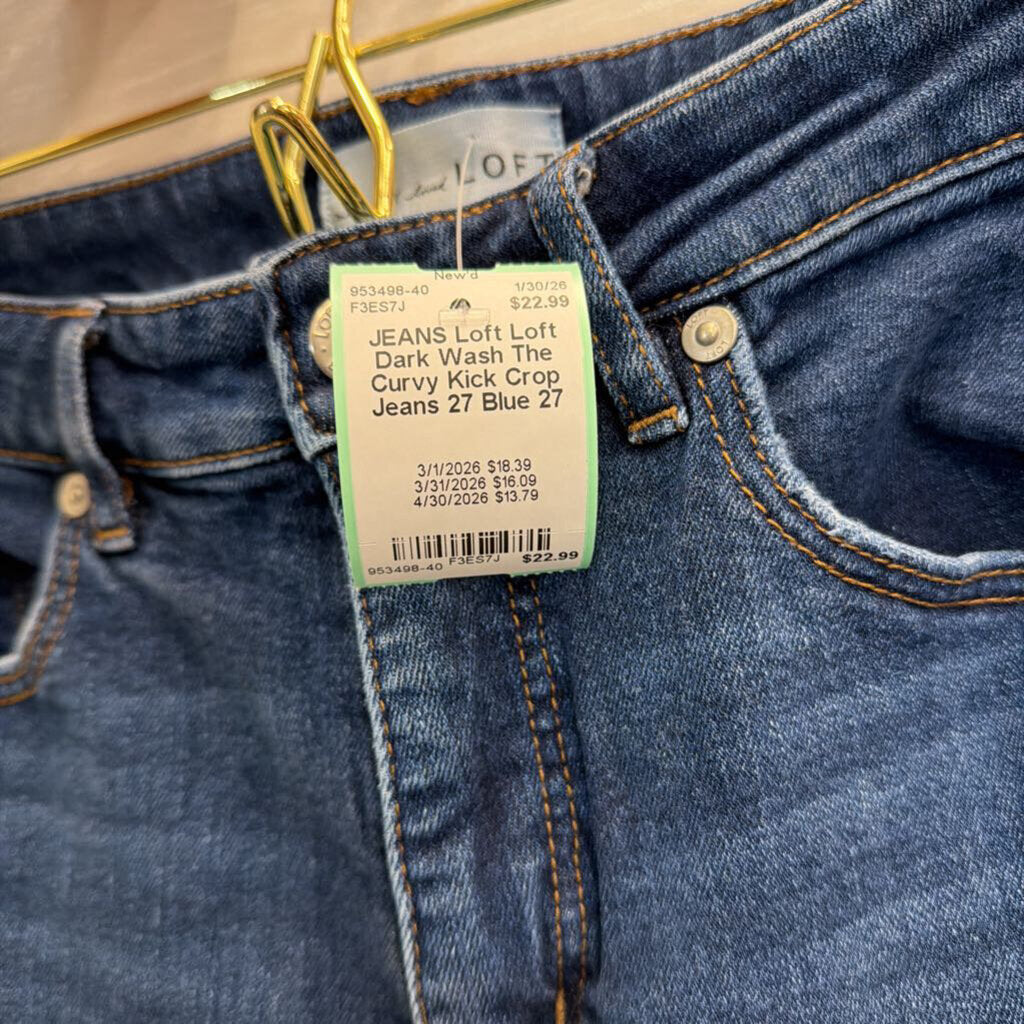 Loft Dark Wash The Curvy Kick Crop Jeans 27