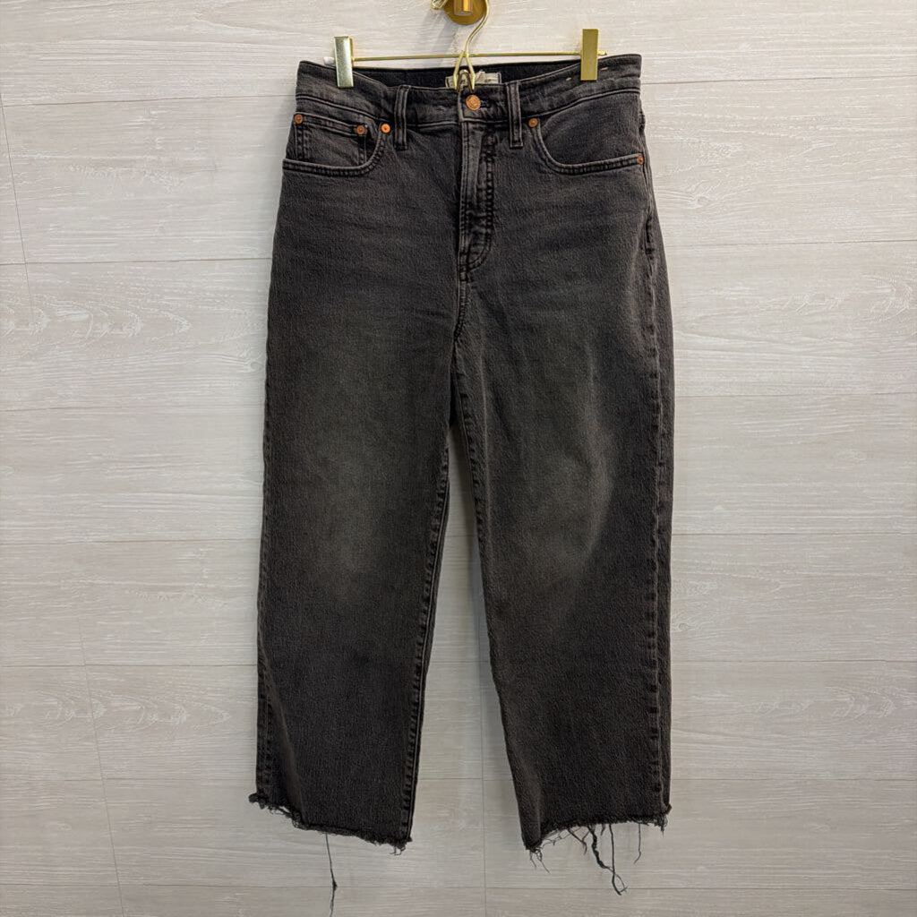 Madewell Black Denim The Perfect Vintage Wide Leg Crop Jeans 27