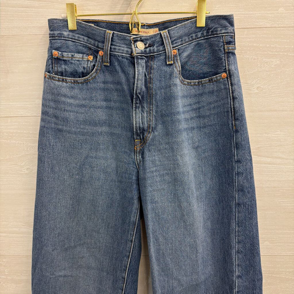 Levi Medium Wash Ribcage Wide Leg Jeans 29