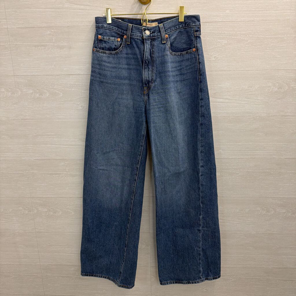 Levi Medium Wash Ribcage Wide Leg Jeans 29