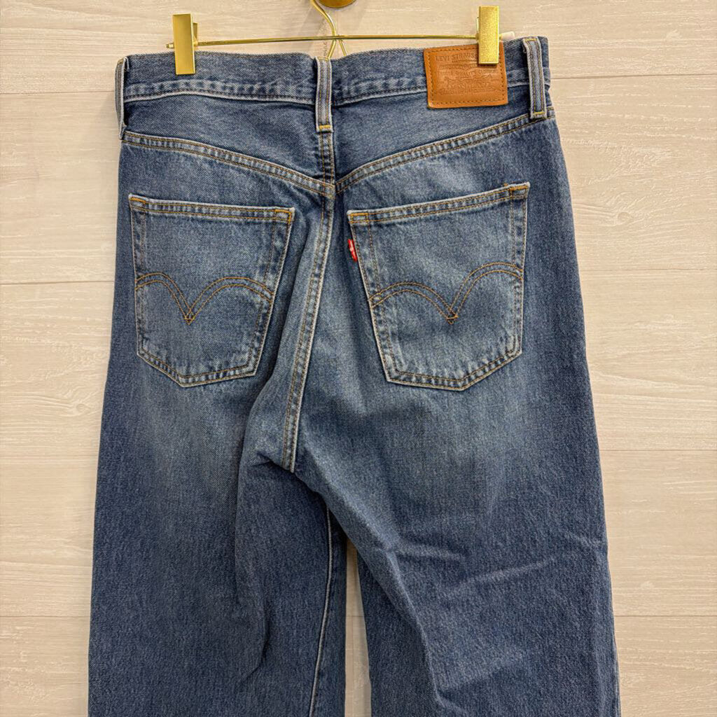 Levi Medium Wash Ribcage Wide Leg Jeans 29
