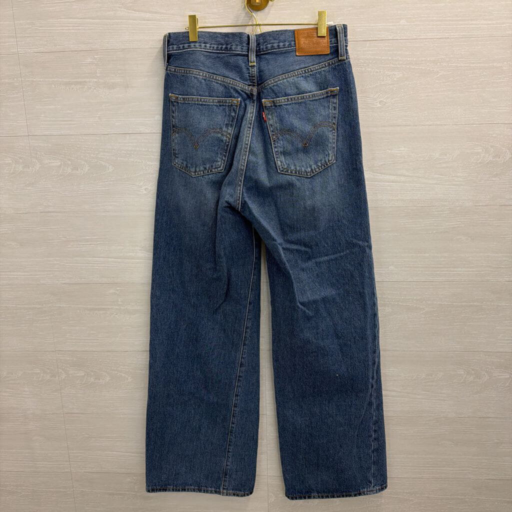 Levi Medium Wash Ribcage Wide Leg Jeans 29