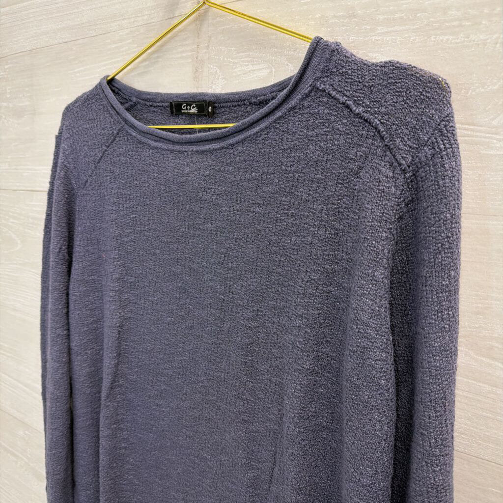 G and C Blue Knit Long Sleeve Top Small