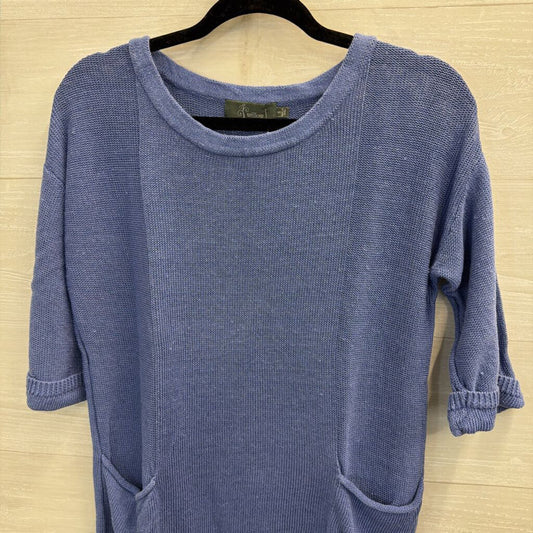 Willow Blue Knit Front Pocket Long Sleeve Top Small