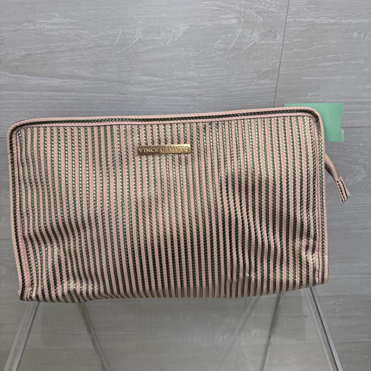 Vince Camuto Pink/ Gold Striped Cosmetic Bag