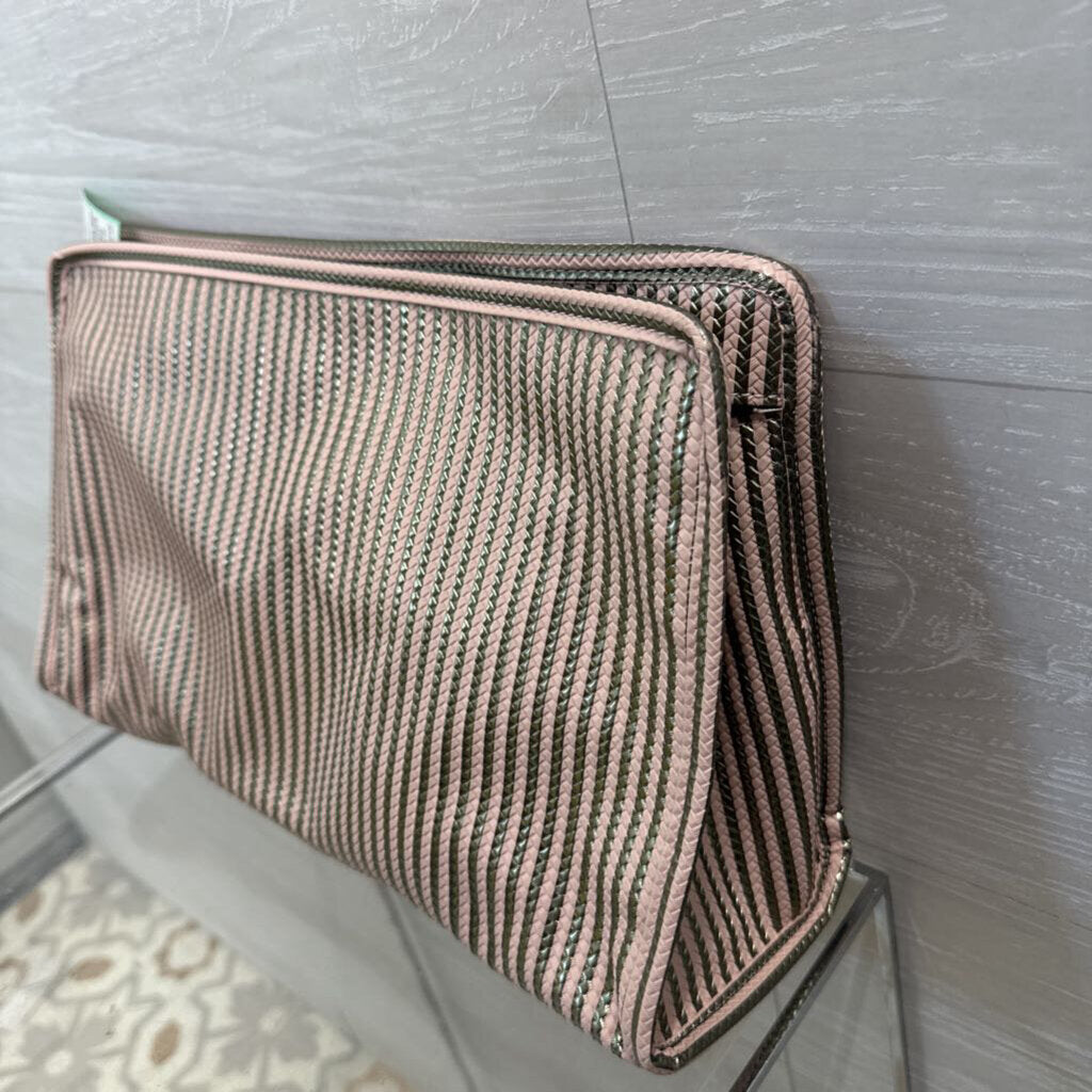 Vince Camuto Pink/ Gold Striped Cosmetic Bag
