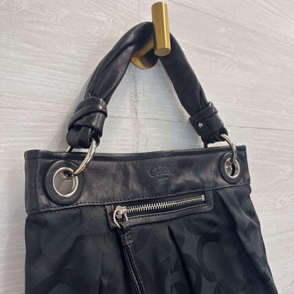 Coach Black Parker Op Art Signature Jacquard Fabric Purse