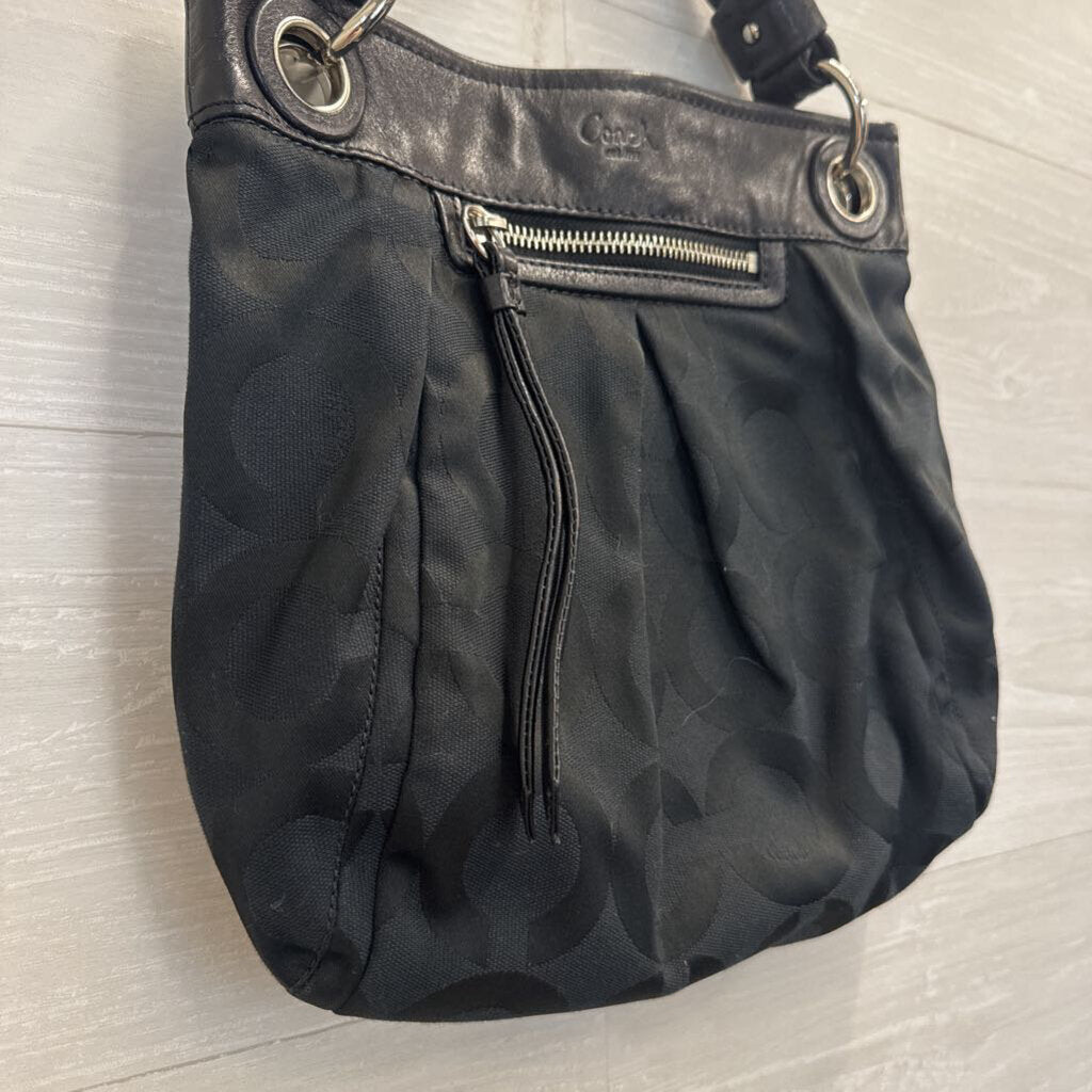 Coach Black Parker Op Art Signature Jacquard Fabric Purse