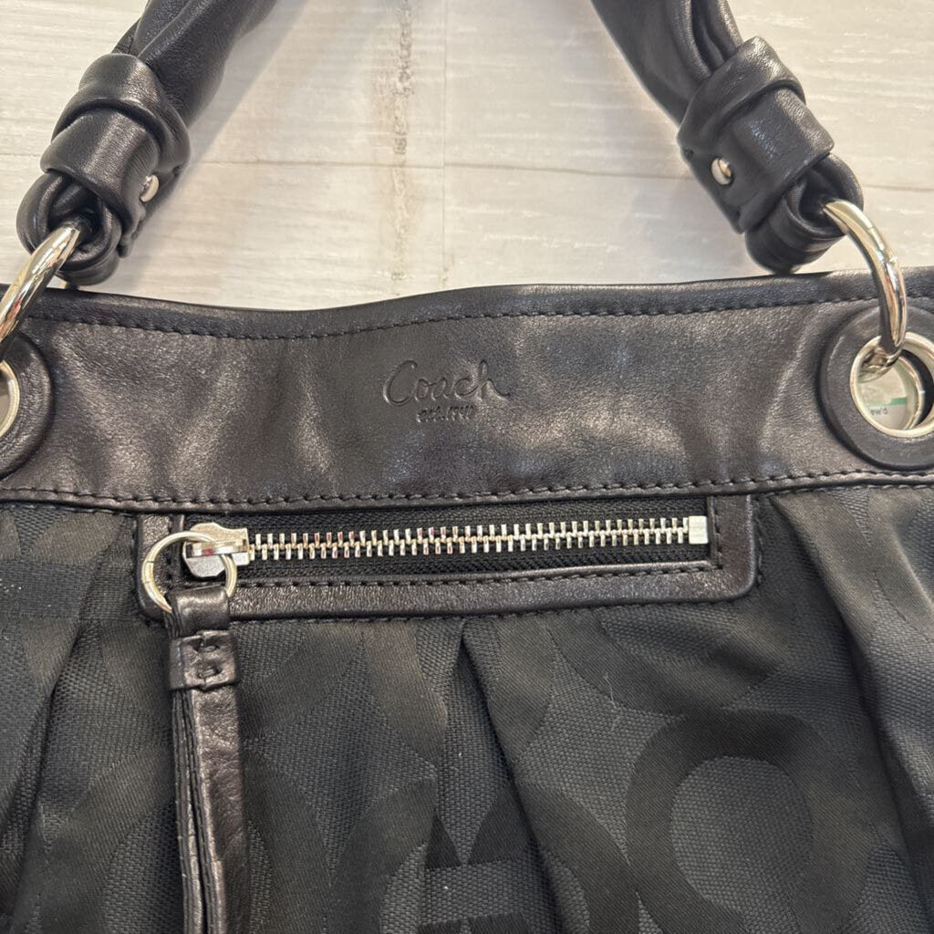 Coach Black Parker Op Art Signature Jacquard Fabric Purse