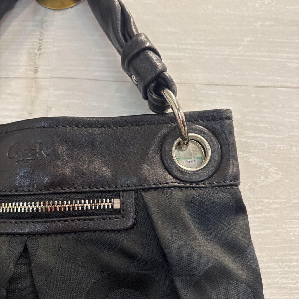 Coach Black Parker Op Art Signature Jacquard Fabric Purse