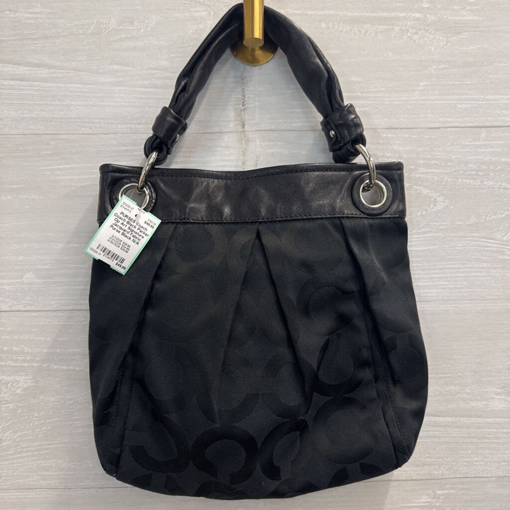 Coach Black Parker Op Art Signature Jacquard Fabric Purse