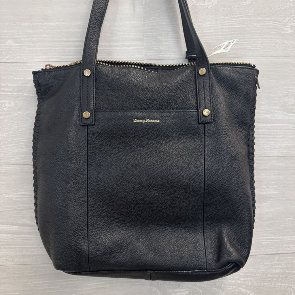 Tommy Bahama Black Leather Lido Key Shoulder Purse