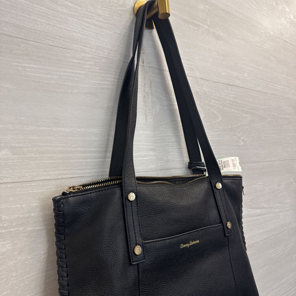 Tommy Bahama Black Leather Lido Key Shoulder Purse