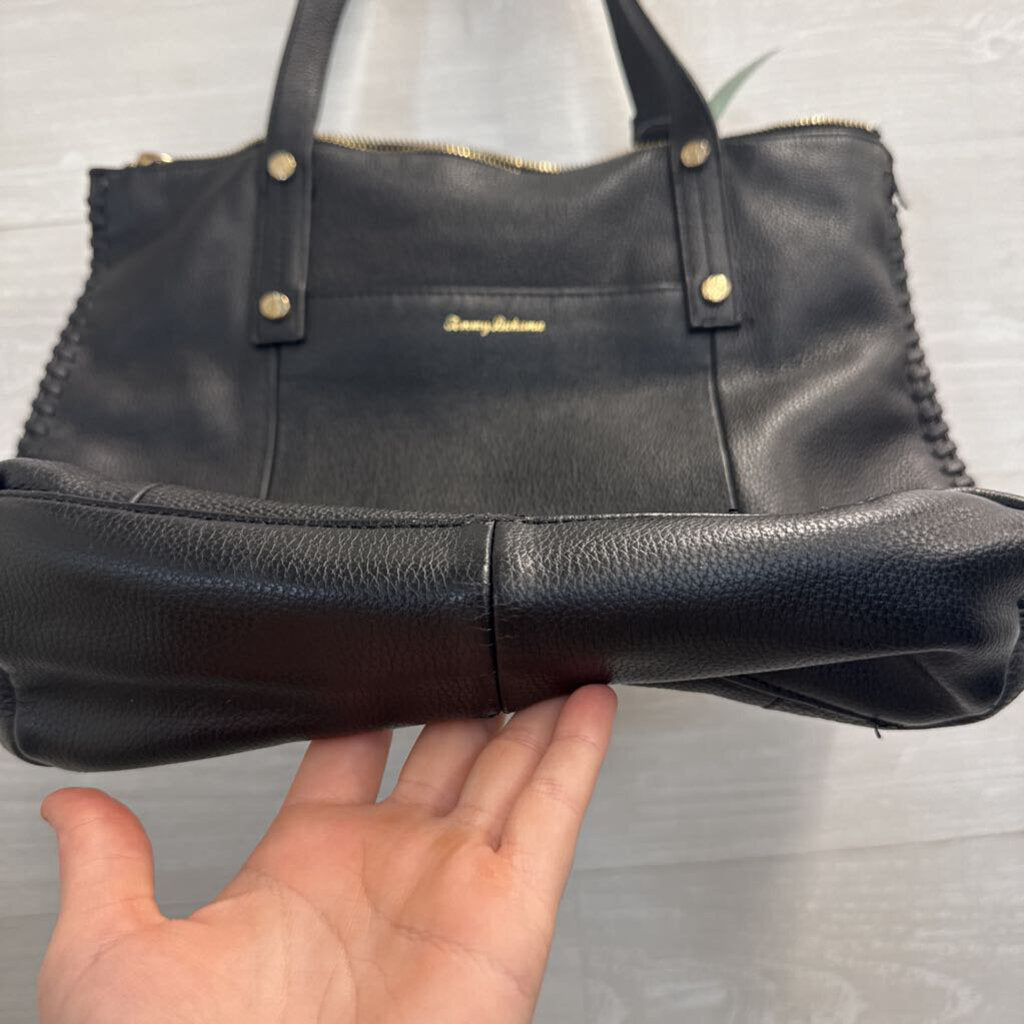 Tommy Bahama Black Leather Lido Key Shoulder Purse