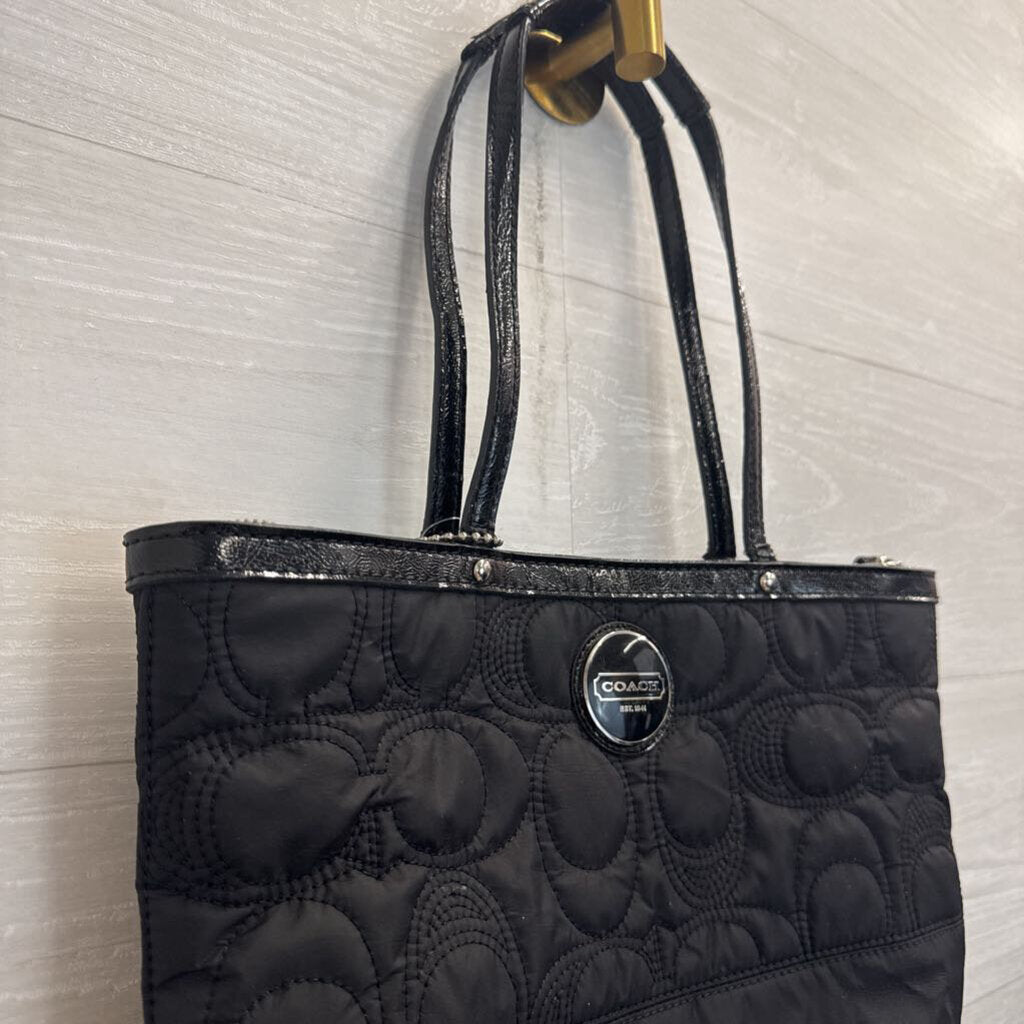 Coach Black Quilted Nylon Tote Purse
