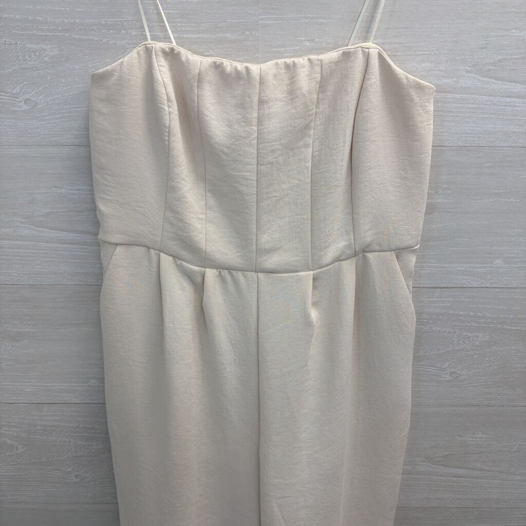 Ivory Strapless Wide Leg Jumpsuit Medium